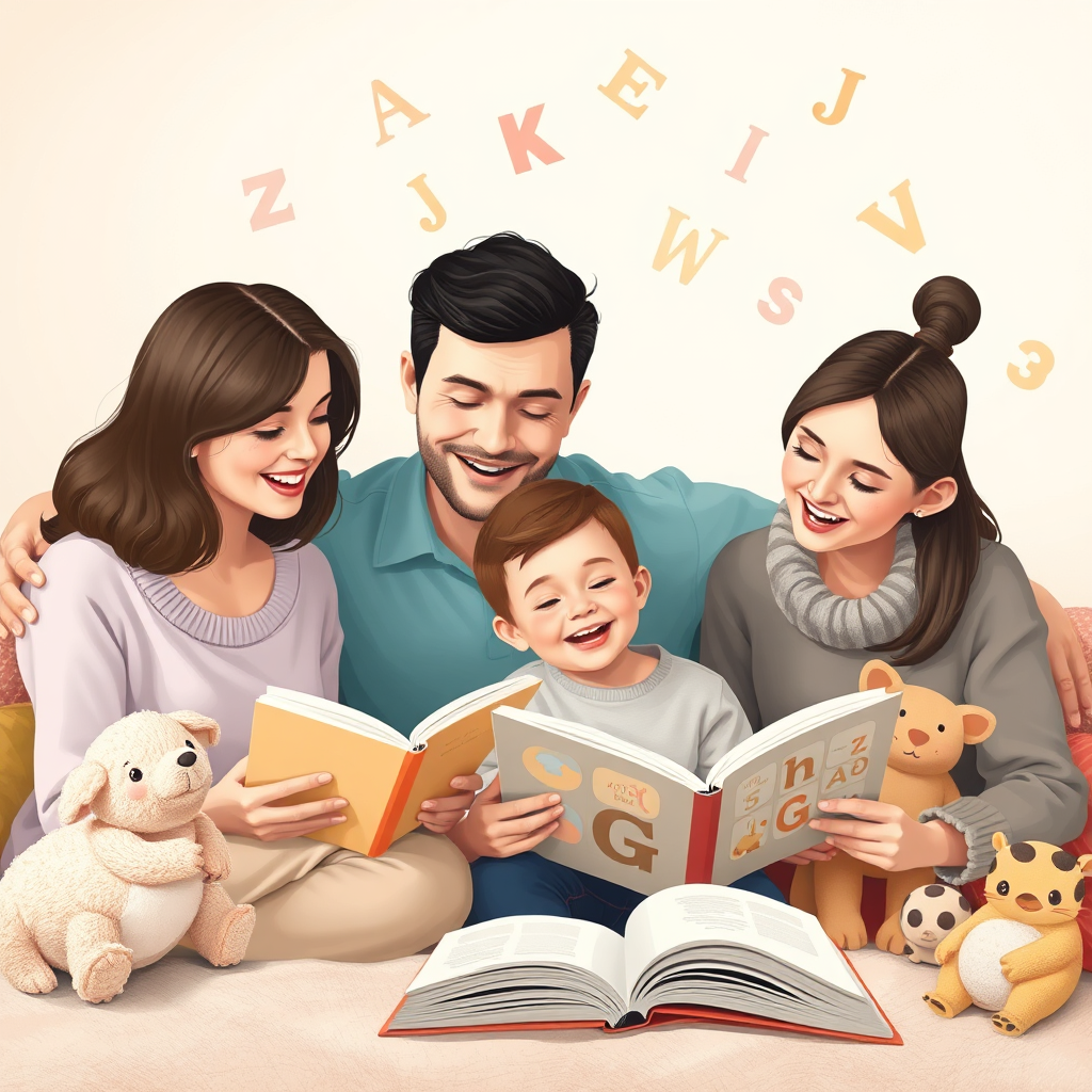 Family and teacher supporting a child in learning